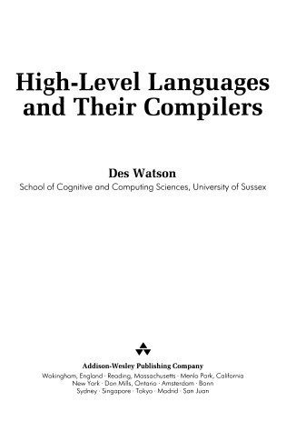 Cover of High Level Languages and Their Compilers