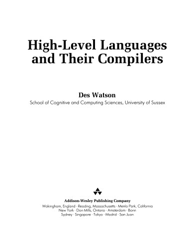 Book cover for High Level Languages and Their Compilers