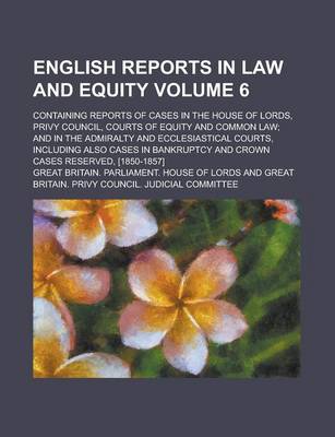 Book cover for English Reports in Law and Equity (1852)