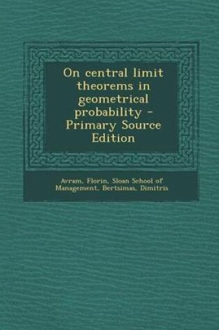 Cover of On Central Limit Theorems in Geometrical Probability - Primary Source Edition