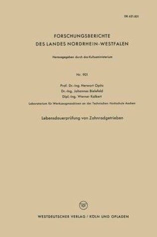 Cover of Lebensdauerprufung Von Zahnradgetrieben