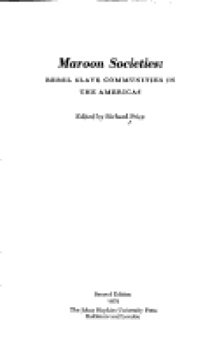 Cover of Maroon Societies