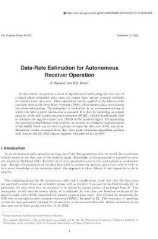 Cover of Data-Rate Estimation for Autonomous Receiver Operation