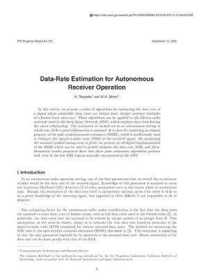 Book cover for Data-Rate Estimation for Autonomous Receiver Operation