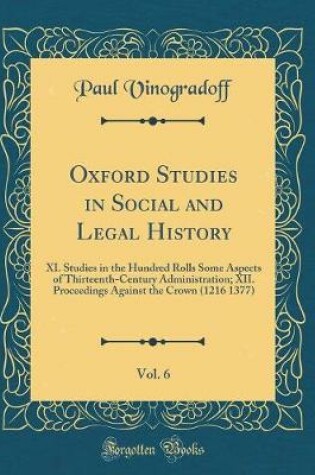 Cover of Oxford Studies in Social and Legal History, Vol. 6