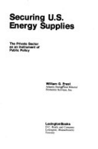 Cover of Securing United States Energy Supplies