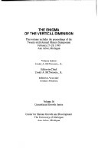 Cover of Enigma of the Vertical Dimension