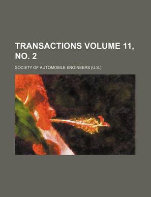 Book cover for Transactions Volume 11, No. 2