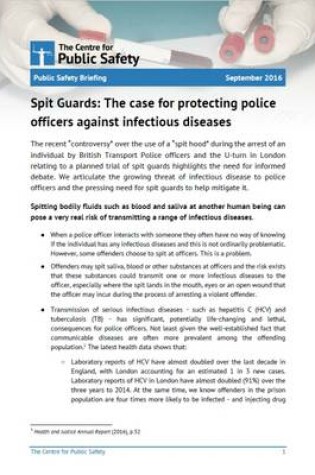 Cover of Spit Guards: The Case for Protecting Police Officers Against Infectious Diseases