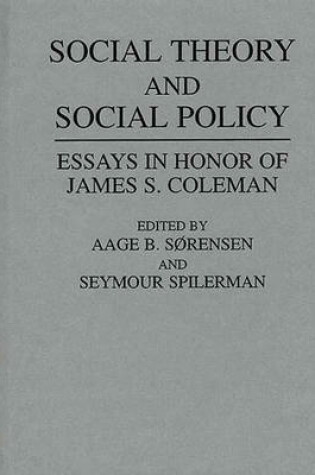 Cover of Social Theory and Social Policy