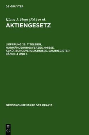 Cover of Titeleien, Normanderungsverzeichnisse, Abkurzungsverzeichnisse, Sachregister Bande 4 Und 6