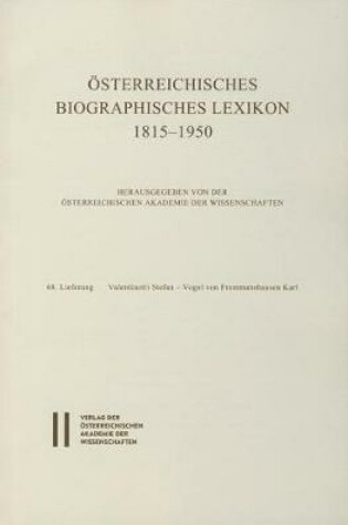 Cover of Osterreichisches Biographisches Lexikon 1815-1950, 68. Lieferung