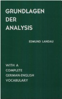 Book cover for Grundlagen Der Analysis