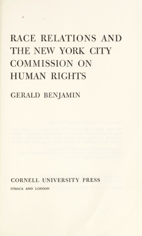 Book cover for Race Relations and the New York City Commission on Human Rights