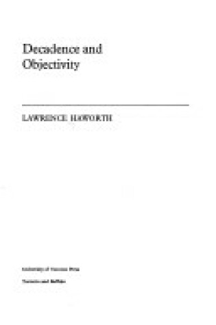 Cover of Decadence and Objectivity