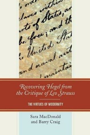 Cover of Recovering Hegel from the Critique of Leo Strauss