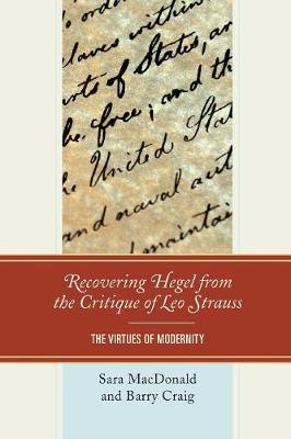 Book cover for Recovering Hegel from the Critique of Leo Strauss