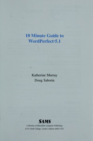 Cover of 10 Minute Guide to WordPerfect 5.1