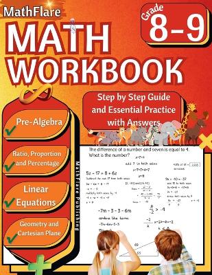 Book cover for MathFlare - Math Workbook 8th and 9th Grade