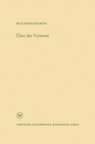 Cover of UEber Das Vorurteil