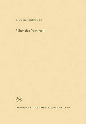 Cover of UEber Das Vorurteil