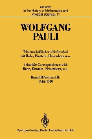 Cover of Wolfgang Pauli : Scientific Correspondence with