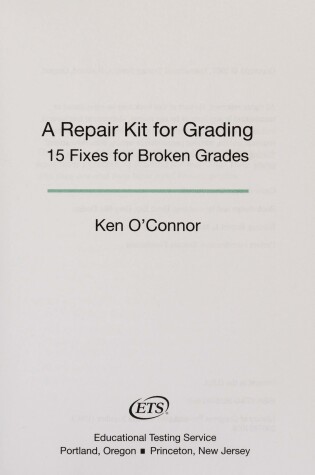 Cover of A Repair Kit for Grading