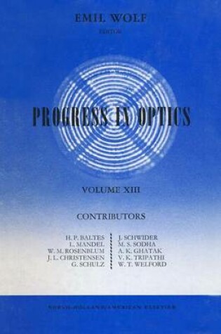 Cover of Progress in Optics Volume 13