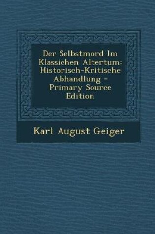 Cover of Der Selbstmord Im Klassichen Altertum