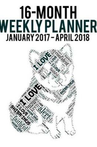 Cover of 2017-2018 Weekly Planner - Wordcloud Shiba Inu