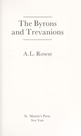 Book cover for The Byrons and Trevanions