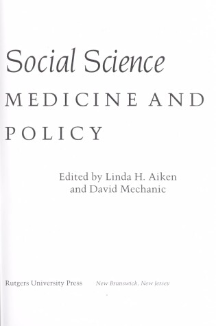 Cover of Applications of Social Science to Clinical Medicine and Health Policy