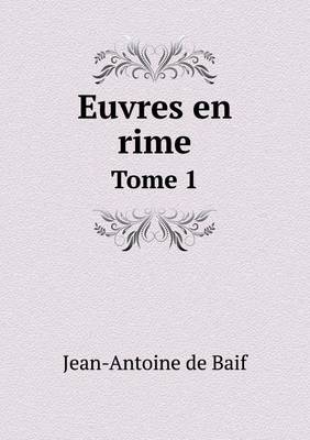 Book cover for Euvres en rime Tome 1