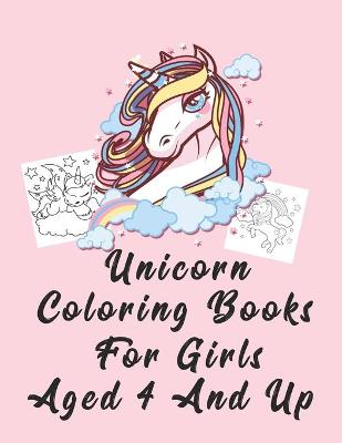 Book cover for unicorn coloring book for girls aged 4 and up