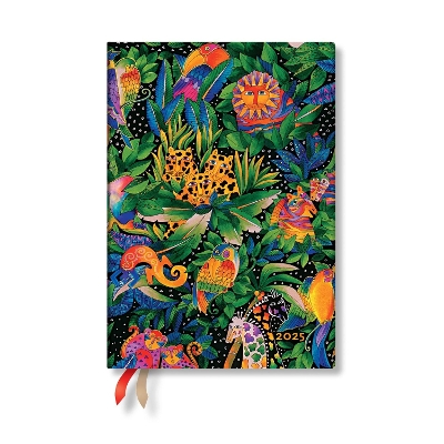 Book cover for Jungle Song (Whimsical Creations) Midi 12-month Vertical Hardback Dayplanner 2025 (Elastic Band Closure)
