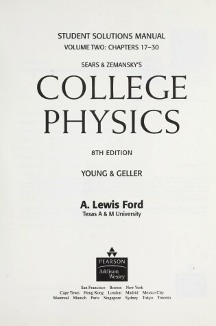 Cover of Student Solutions Manual, Volume 2 (chs.17-30) for College Physics
