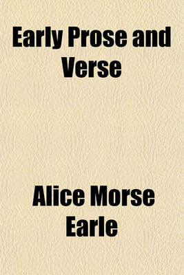 Book cover for Early Prose and Verse