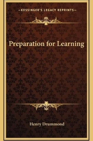 Cover of Preparation for Learning