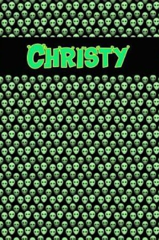 Cover of 120 Page Handwriting Practice Book with Green Alien Cover Christy