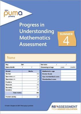 Book cover for New PUMA Test 4, Summer PK10 (Progress in Understanding Mathematics Assessment)