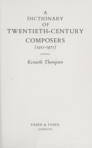 Book cover for Dictionary of Twentieth-century Composers, 1911-71