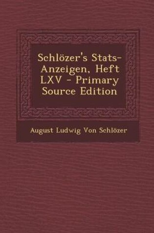 Cover of Schlozer's STATS-Anzeigen, Heft LXV