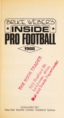 Book cover for Bruce Weber's Inside Pro Football 1988