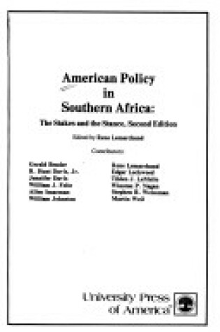 Cover of American Policy in Southern Africa