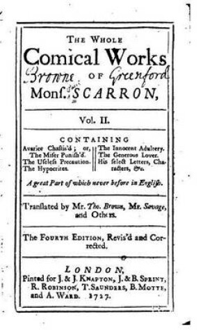 Cover of The Whole Comical Works of Mons. Scarron - Vol. II