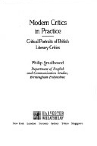 Cover of Modern Critics in Practice