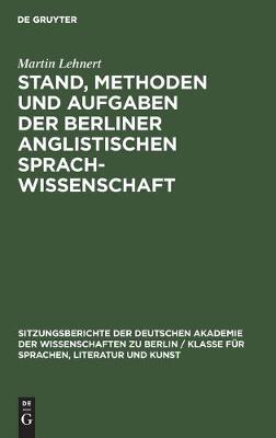 Cover of Stand, Methoden Und Aufgaben Der Berliner Anglistischen Sprachwissenschaft