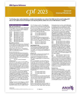 Book cover for CPT 2023 Express Reference Coding Card: General/Internal Medicine