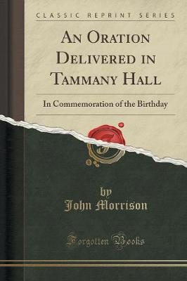 Book cover for An Oration Delivered in Tammany Hall