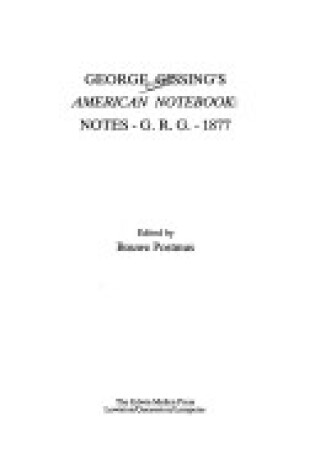 Cover of George Gissing's "American Notebook"